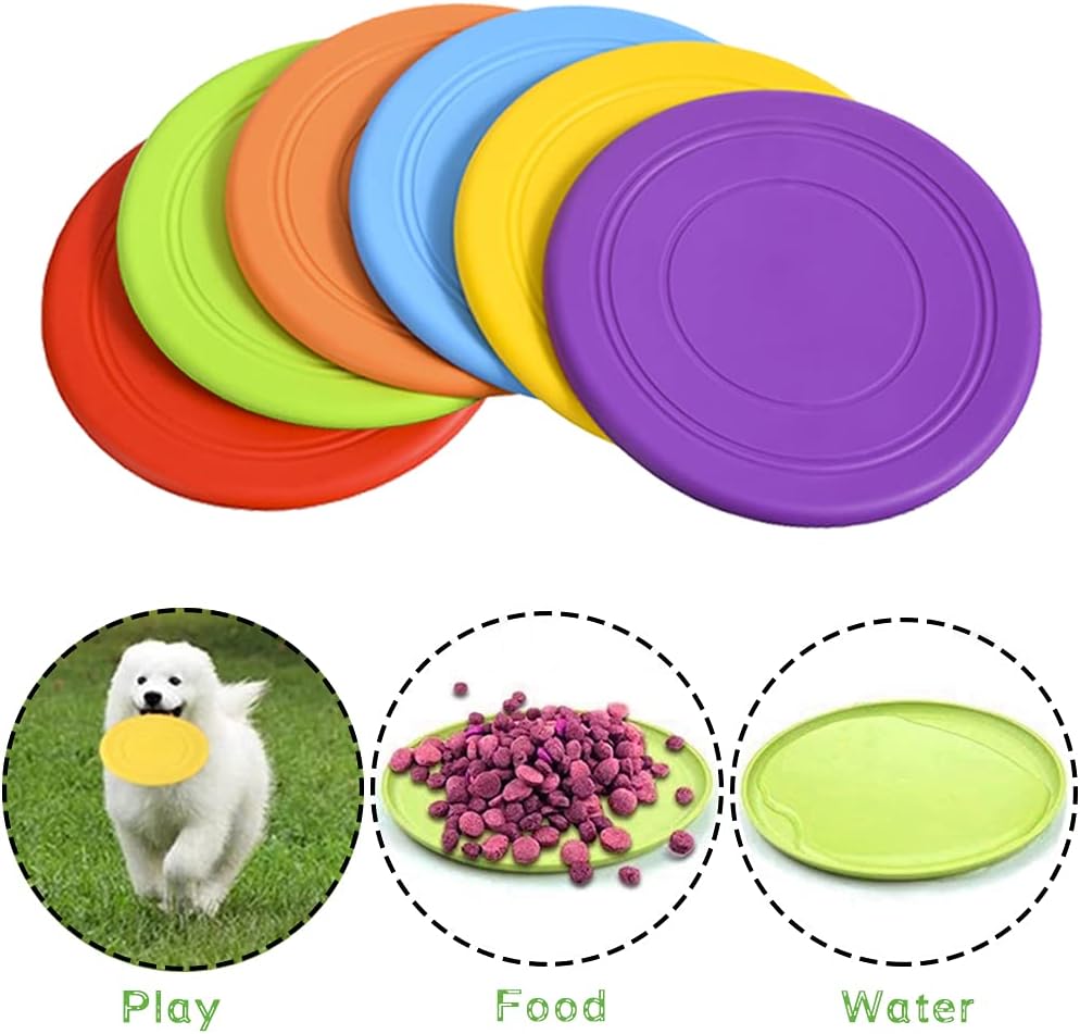 Bvrbaory 6 Pack Dog Flying Discs - Interactive, Soft Floating Saucer for Small, Medium Dogs - Safe on Teeth