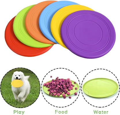 Bvrbaory 6 Pack Dog Flying Discs - Interactive, Soft Floating Saucer for Small, Medium Dogs - Safe on Teeth