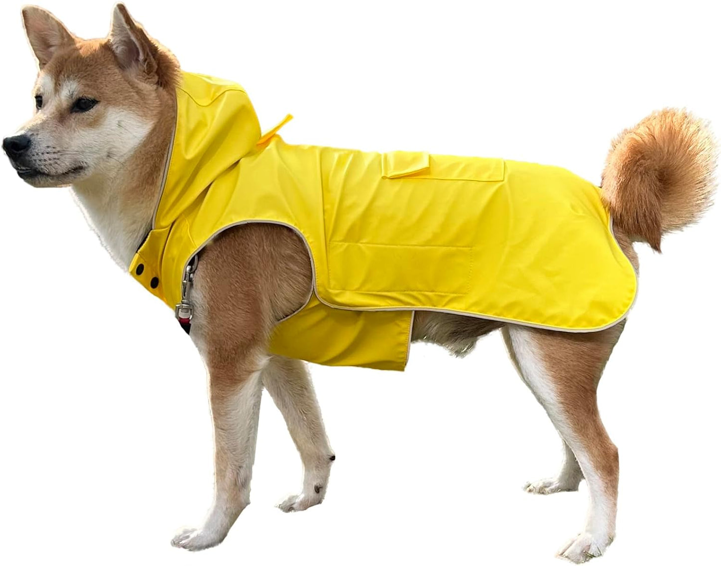 Dog Raincoat Waterproof Reflective Jacket – Lightweight Hooded Poncho with Adjustable Belly Strap & Leash Hole – Rain Slicker Coat for 2XSmall-5XLarge Dogs – Easy to Wear (Yellow X-Large)