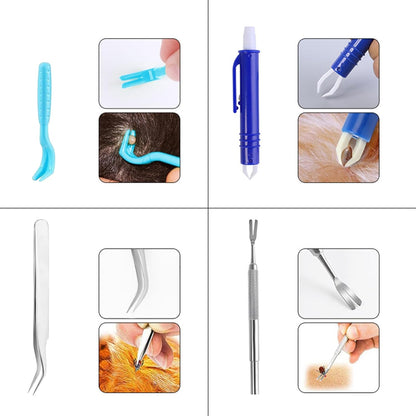 9 Pieces Tick Removal Tool for Cats Stainless Steel Tick Remover Tool Kit Safe & Helpful Tick Tools for Dogs Cats Human