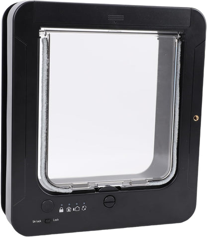 Generic Smart Cat Door, Automatic Flap Opening Cat Pet Door Collar Activated Dog Entry with 2 Collar Sensor, Remote Control, for Interior and Exterior, 10.24x11.61in