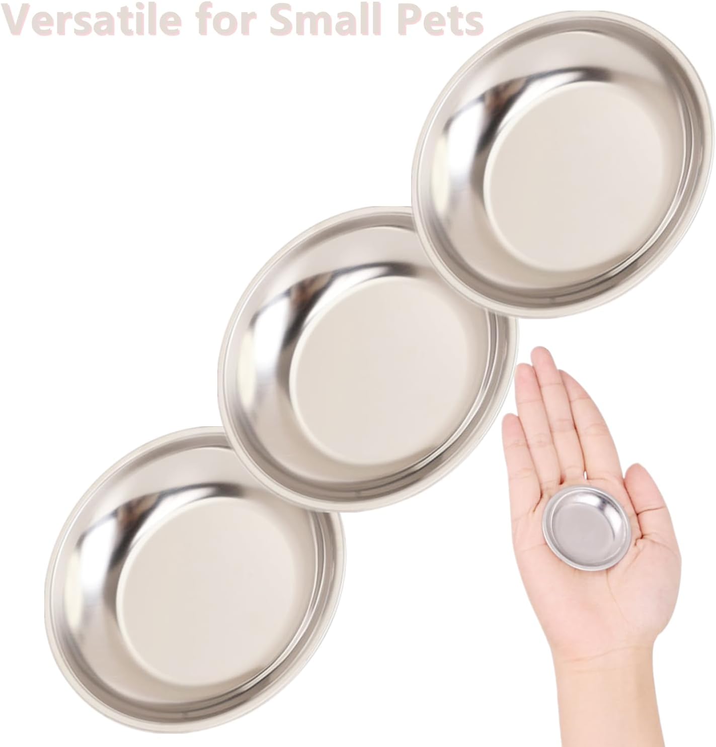 8 Pcs 2.5in Stainless Steel Hermit Crab Feeding Dishes - Food & Water Bowls for Snail, Gecko, Insect & Reptile Terrarium Use