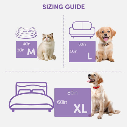 Waterproof Dog Blanket for Couch Bed – Double-Sided Washable Cat Puppy Blanket, Pet Throw Soft, Warm, Durable, Protective Furniture Cover, Purple White XL(80×60)"