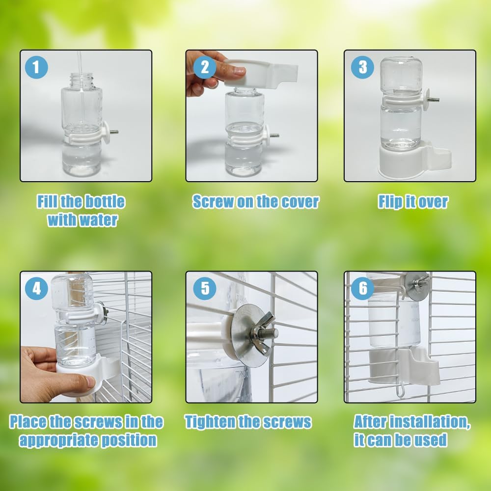 Automatic Pet Bird Water Feeder, Water Dispenser for Cage, Bird Cage Suspended Automatic Pet Water Feeder, Parrot Feeders for Parakeet Budgie Cockatiel Lovebirds Canary Finch