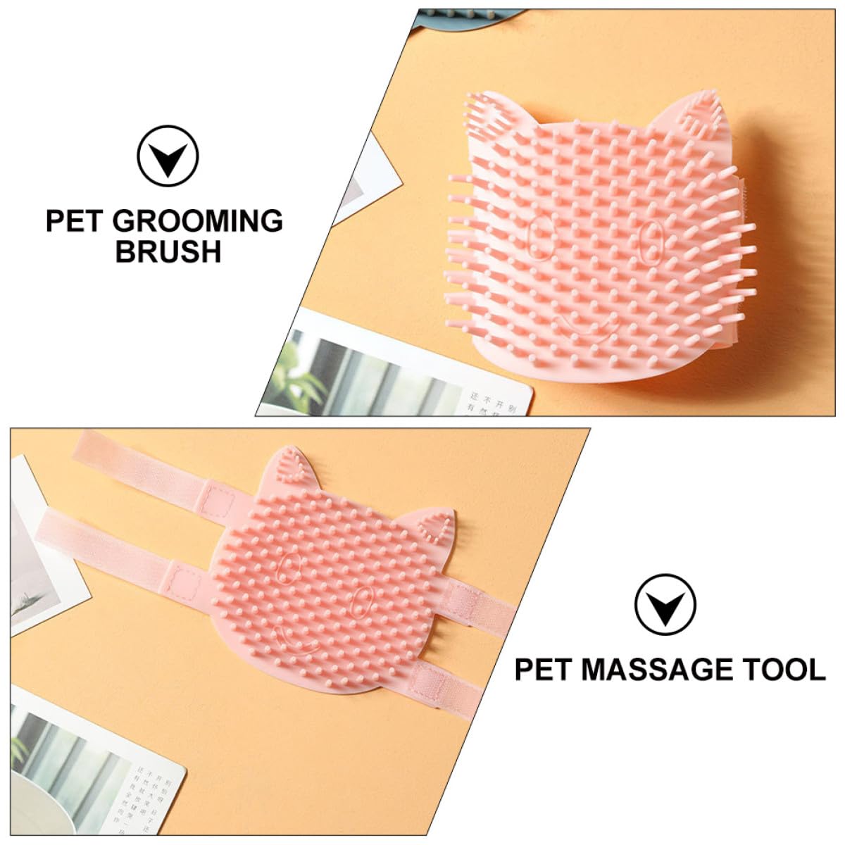 Cat Self Grooming Brush Silicone Corner Massage Comb Large Pink Wet and Dry Use Pet Shedding Removal Tool for Indoor Cats