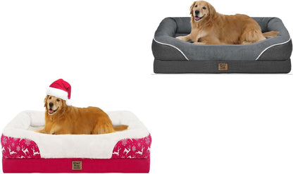 Washable Orthopedic Large Dog Bed - Removable Orthopedic Foam Dogs Beds with Bolsters Waterproof Large Dog Bed and Non-Slip Bottom Extra Large Dogs Beds Sofa