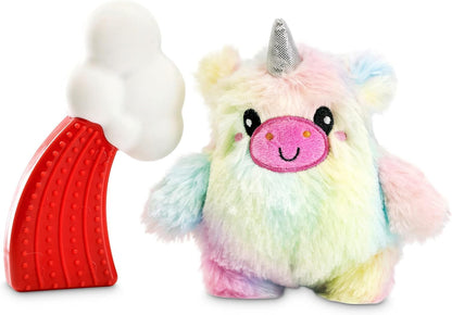 Pet Craft Supply Puppy Teething Dental Chew Teeth Cleaning Nylon Bone Squeaky Plush Dog Toys with Super Squeaker Ball 2 Pack Cute Tough Durable for Puppies Small Medium Dogs Aggressive Chewers