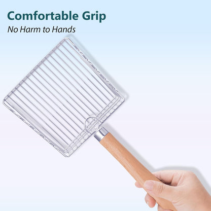 Cat Litter Scoop, 9.8" Extended Handle Premium Kitty Shovel with Hook and Hole, Metal Sifter Scooper Stainless Steel for Easy Cleaning, Durable and Heavy Duty, Odor-Free for Litter Box