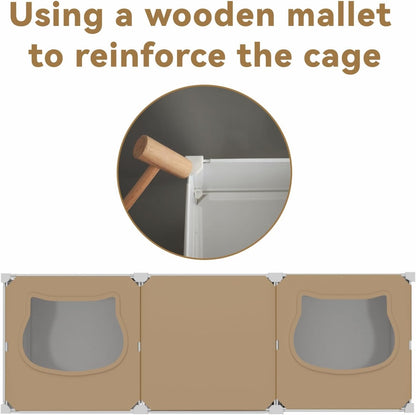 Small Cat Cage Indoor, DIY Cat Playpen Enclosure Crate Kennel with Top Platform, 2-Tier Cute Pet House for 1-2 Kitten