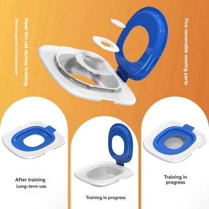 Cat Toilet Training Kit, Universal Reusable Cat Toilet Trainer, Cat Toilet Training Seat Tool for Pet Cleaning Blue