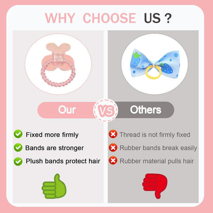 20 Pcs Small Dog Hair Bows with Rubber Bands Cute Puppy Bows Grooming Bowknot Topknot Flower Dog Hair Accessories for Small Dogs Girl Mix Style Handmade Hair Ties for Yorkie Shih tzu Maltese (Pink)