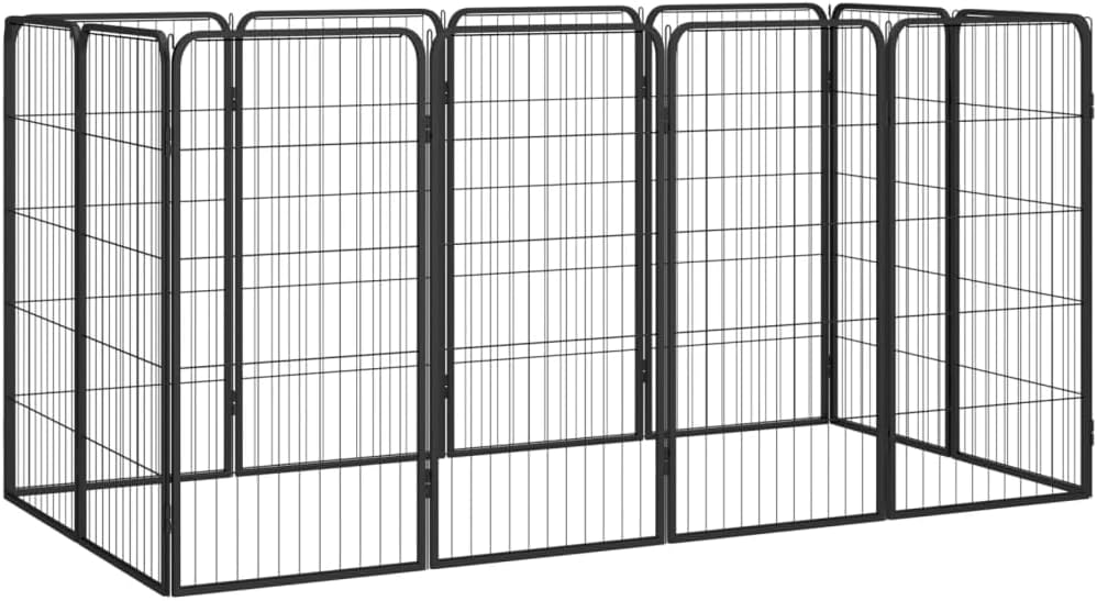 LUMILAND Provides Safe Play Area with 12-Panel Dog Playpen, Durable Powder-Coated Steel, Versatile Size, Black