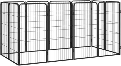 LUMILAND Provides Safe Play Area with 12-Panel Dog Playpen, Durable Powder-Coated Steel, Versatile Size, Black