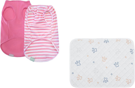 Dog Shirt for Small Dogs Pink Size S and Washable Reusbale Dog Pee Pads 18x24 in