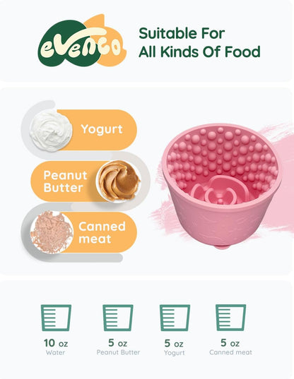 Slow Feeder Bowl Bundle: Dark Green 4in1 Licking mat (15.75" x 10.5" x 1.2") + Pink Starry Sky Feeder (4.3" x 2.9"), Silicone Lick mat with Suction Cups for Slow Eating and Keep Busy