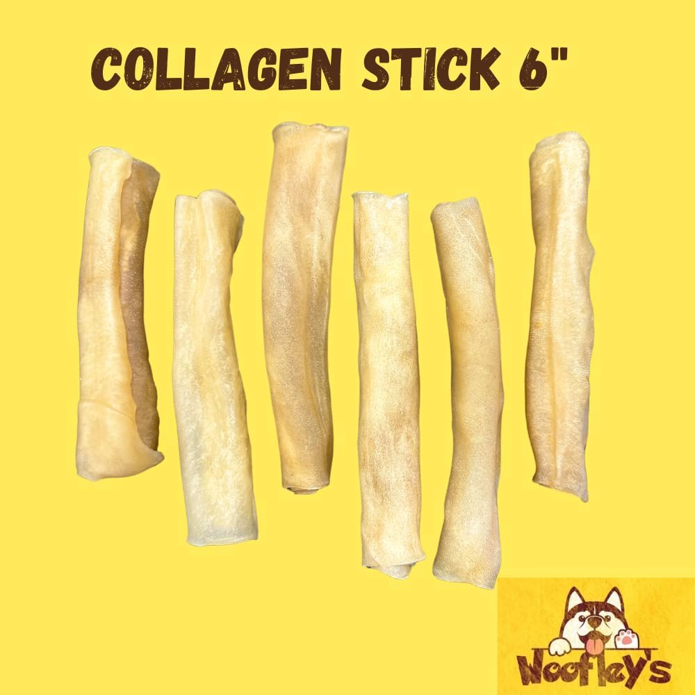 Woofley's 6 Inch Pure Collagen Sticks for Dogs (5 Count) - Collagen Chews for Medium & Large Dogs - Bully Stick Rawhide Alternative