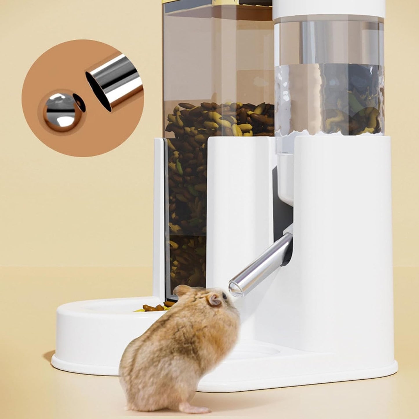 Transparency Automatic Hamster Feeder Water Dispenser Food and Water for Small Animal Easy Designs Hamster for Home Use