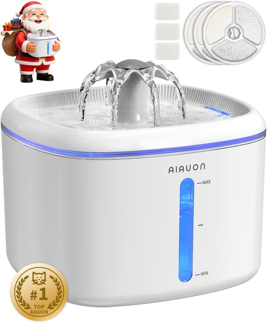 Cat Water Fountain,84oz/2.5L Pet Cat Fountain – Ultra Quiet Upgraded Automatic Pet Water Dispenser with 3 Replaceable Filters, Indoor Cat & Dog Drinking Bowl (W01Pro)