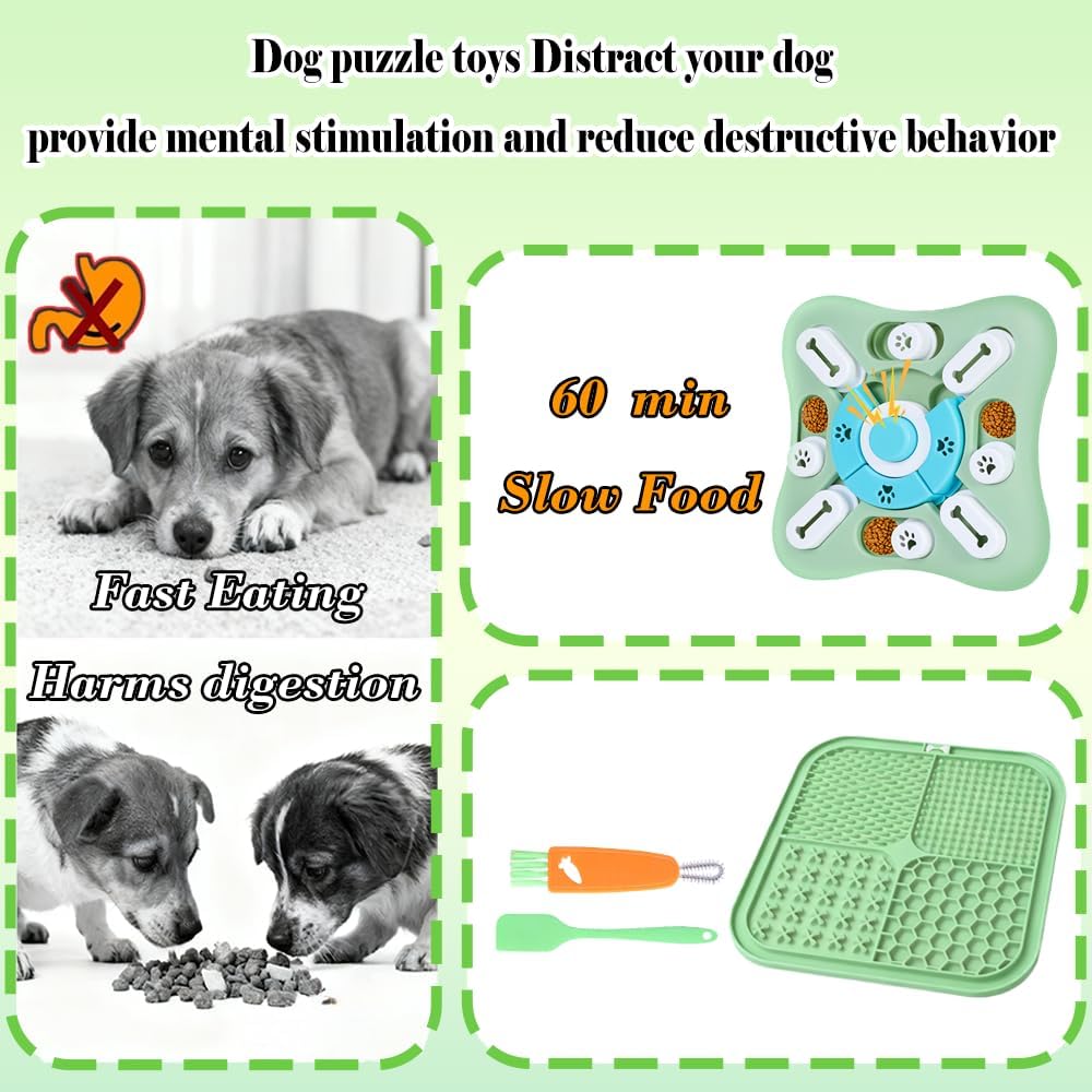 Dog Puzzle Toys Set,Interacive Slow Feeder for Cat,Dog Lick Mat with Suction Cups,Pet Enrichment Toys from Small to Medium