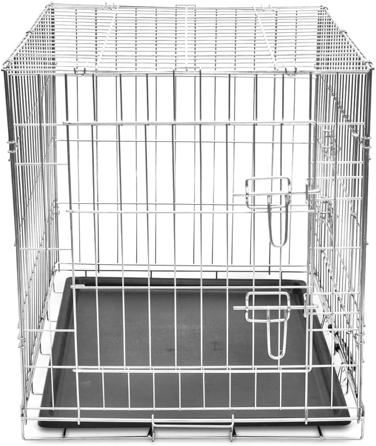 GREAZ Training Made Easy with Foldable Metal Dog Bench, Heavy-Duty Steel with Easy-Clean Plastic Liner, Indoor and Outdoor Use, Black