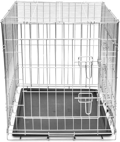 GREAZ Training Made Easy with Foldable Metal Dog Bench, Heavy-Duty Steel with Easy-Clean Plastic Liner, Indoor and Outdoor Use, Black