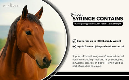 Horse Paste 1.87% – Apple Flavored Wormer – 6.08g Tube – Treats Up to 1250 lb