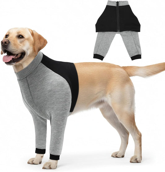 Dog Recovery Suit for Front Legs, Soft Adjustable Surgery Sleeve for Dogs, Leg & Elbow Protector to Stop Licking, Breathable Pet Wound Care Shirt, Comfortable E-Collar Cone Alternative (Large)