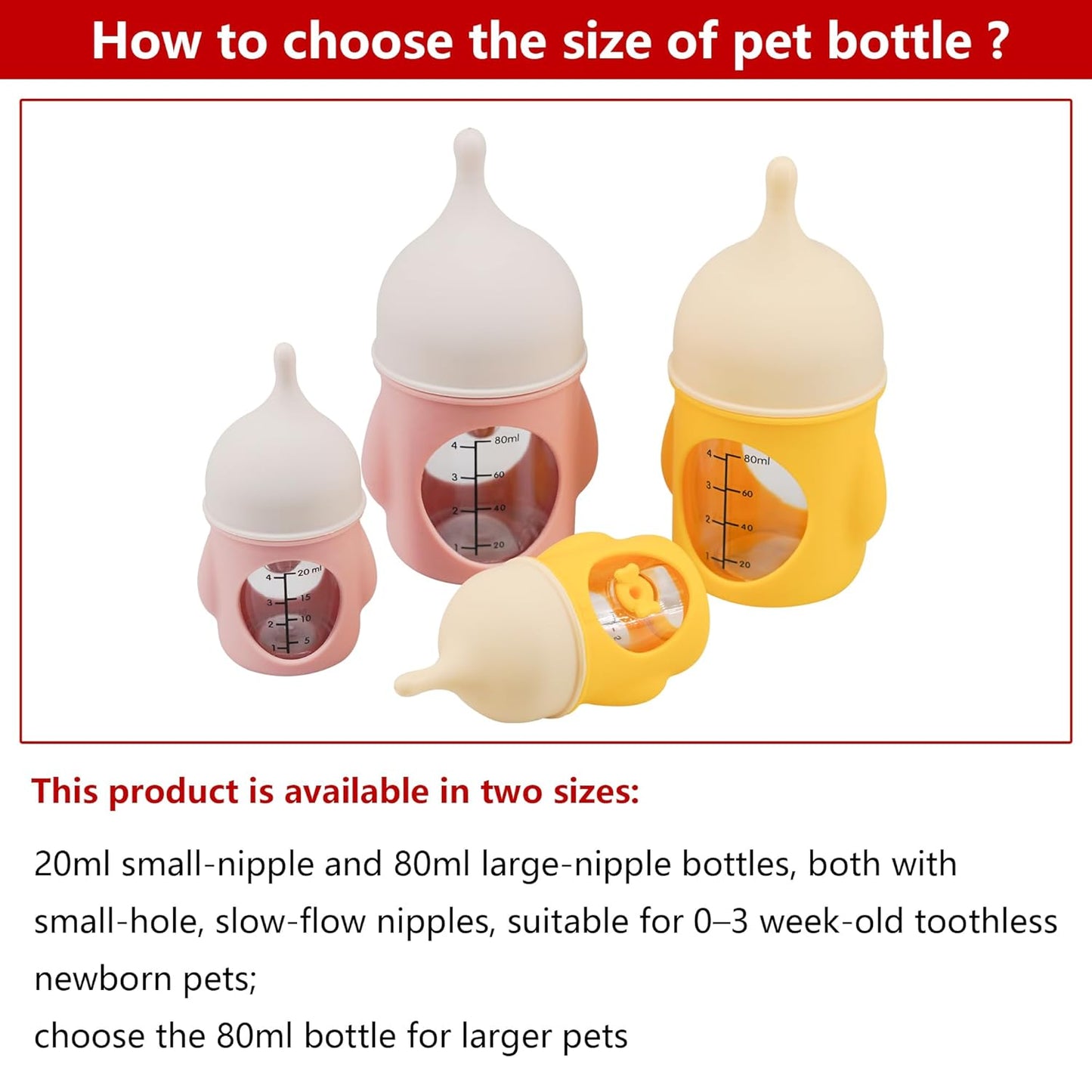 Puppy Bottles for Nursing，Kitten Bottles for Nursing，Pet Feeding Bottle，(Yellow- 20ml)