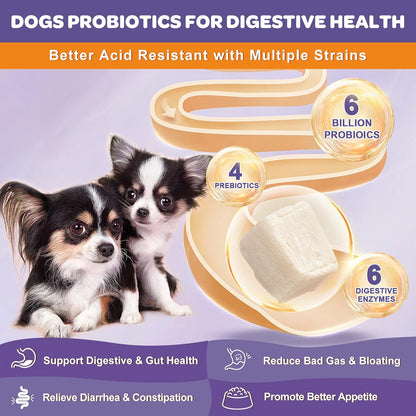 NATURE TARGET Probiotics for Dogs, 120 Freeze Dried Bites Bundle with 120 Soft Chews