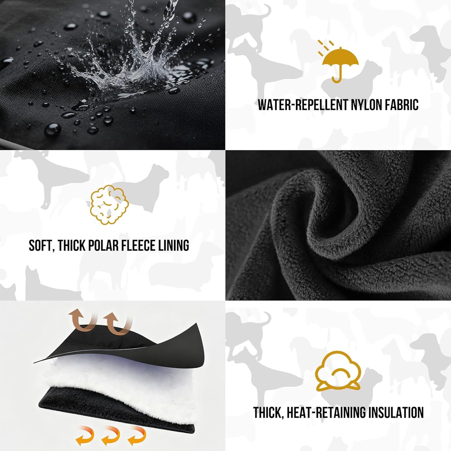 OneTigris Dog Coat Waterproof Dog Jacket with Adjustable Buckle Hook & Loop Windproof Cold Weather Coats for Small Medium Large Dogs (Black, X-Large)