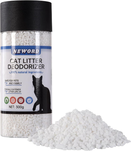 NEWORD Cat Litter Deodorizer Granules, 0.66 LBS Odor Eliminator for Cat Litter Box, Keep Fresh & Odor-Free, Natural & Safe for Cats, Long-Lasting Odor Control, Extends Litter Life by 2X