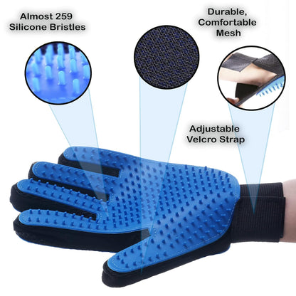 Grooming Gloves for Shedding Hair Remover - Gentle Brush for Dogs and Cats, Long or Short Fur Slicker Mitt Comb for Bath, Deshedding, and Massage