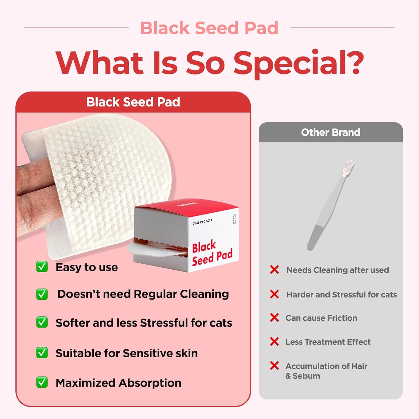 JAYU PET Black Seed Pad - Dry Cat Chin Acne Pad, Double-Sided Dry Pads for Removing Blackhead, 30pcs