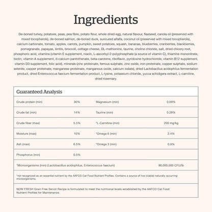 Now Fresh Grain-Free Senior Dry Cat Food with Turkey, Salmon & Duck, Premium Kibble Made with Real Meat & Fish, Chicken-Free Recipe, Supports Healthy Weight Management, 16 lb Bag