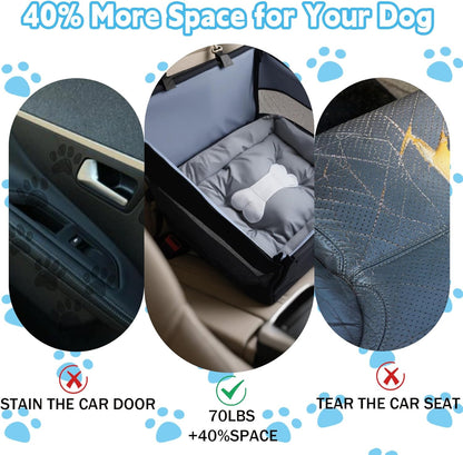 Dog Car Seat Medium Small Size Dog,Foldable Cat Car Seat with Seatbelt,Also Comes with A Pet Bed,Pet Travel Cars Seats