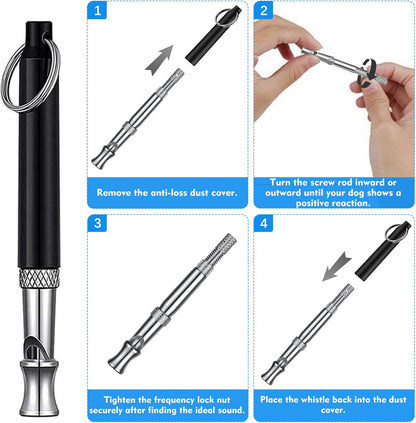 Dog Whistle - 2Pack Dog Whistle to Stop Barking Neighbor's Dog, Adjustable Ultrasonic Silent Dog Whistle,Helpful for Training Recall (Black with Lanyard)