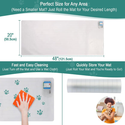 SEERWAY Scat Pet Shock Mat Indoor, Safe Shock Training Pads for Dogs and Cats, Electric Repellent Mat Keeps Pets Off Couch, Sofa, Counter Top, 3 Training Modes, 48"x20" Rectangular, Battery Operated