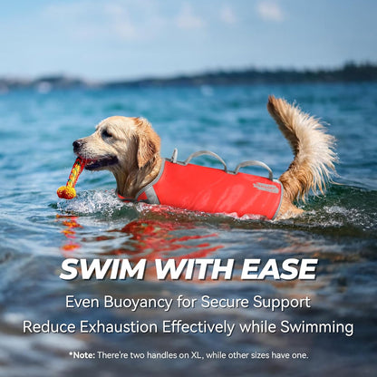 VIVAGLORY + Neoprene Dog Life Vest + High Buoyancy Dog Life Jacket, Lightweight & Buoyancy, Swimming Vest with Handle