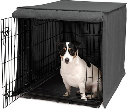 Friends Forever Metal Dog Crate Cover 30 inch w/Light Blocking Protective Curtain, Dog Cage Cover w/Roller Shades, Machine Washable, Trucker Black