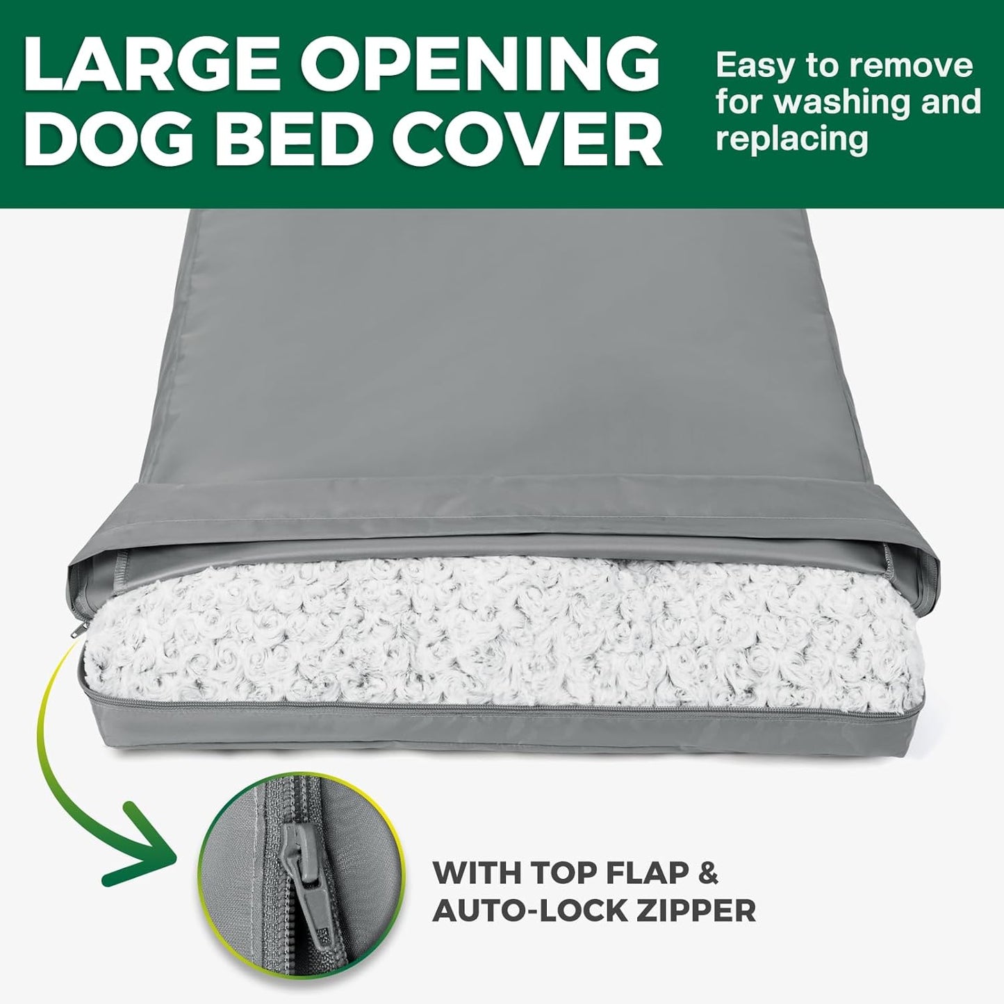 Waterproof Dog Bed Cover Replacement Washable, Easy to Clean, Pet Hair Resistant, Heavy Duty Oxford, Zipper Closure, Indoor/Outdoor Use, Fits 48 Inch Dog Crate - 47"x 29"x 4" - Grey