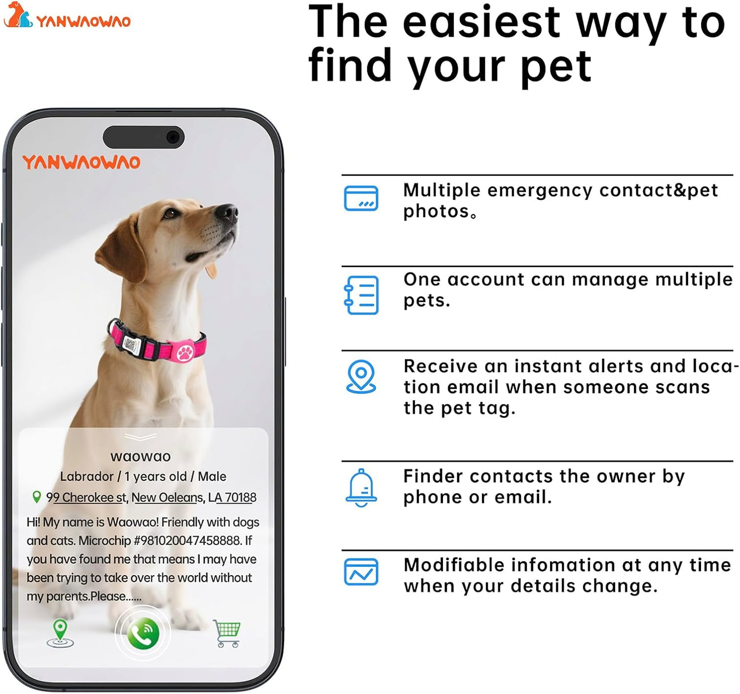 Airtag Dog Collar,Nylon Dog Collars with Airtag Holder,Waterproof Airtag Holder,Adjustable Reflective Dog Collar(Hotpink,M)