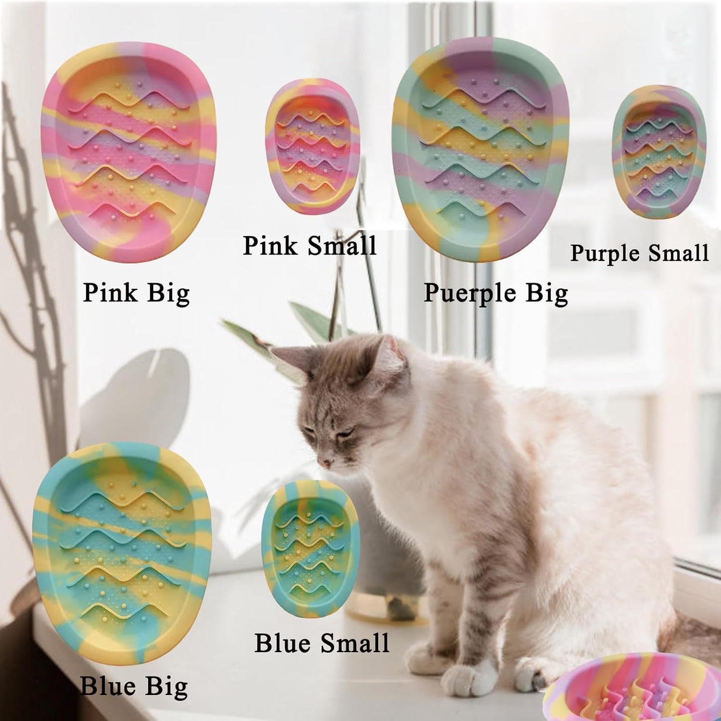 Colorful Slow Feeder Bowl for Large & Small Pets Silicone Easy to Clean Dog Food Bowl Slow Feed Dog & Cat Bowls for Interactive(Purple S)