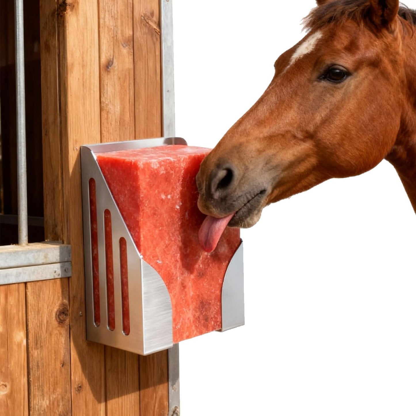 304 Stainless Steel Salt Block Holder, 4LB Mineral Salt Lick Block Holder for Deer, Goats, Horses, Cattle & Sheep, Rust-Resistant Design with Mounting Screws