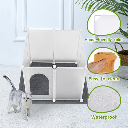 Large Cat Litter Box Cover Enclosure with Waterproof Splash Guard, Litter Mat(L33×W23), Row-Hook, DIY Shield, Safe Material, Easy Install & Clean,Privacy Screen for Most Litter Boxes,27'' × 21'' ×17''