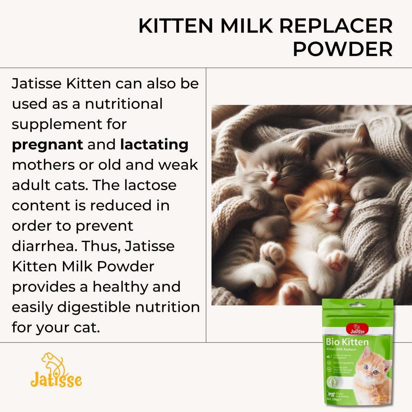 Kitten Milk Replacer Powder Formula with Vitamins, Minerals & Trace Nutrients for Kittens and Mother 7.05 oz.