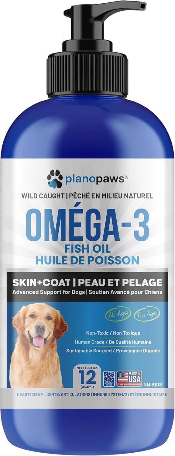 Omega 3 Fish Oil for Dogs - Better Than Salmon Oil - Dog Fish Oil Supplement to Reduce Shedding & Itching - Supports Joints, Brain, and Heart Health - Skin and Coat Supplement - Liquid Fish Oil