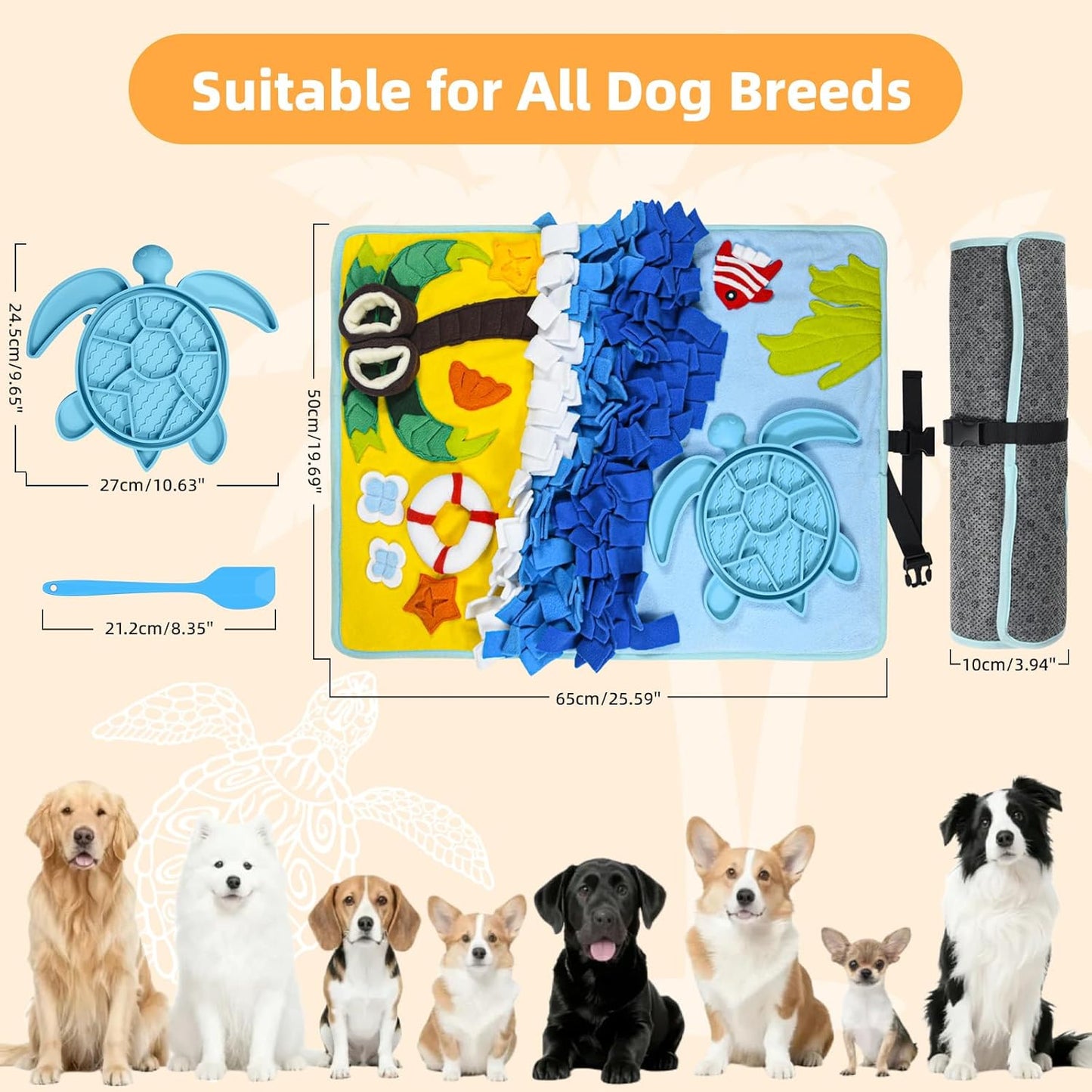 Dog Sniff Snuffle Mat for Dogs Small Puppy Breed Includes Slow Lick Mat, Interactive Dog Puzzle Toy for Boredom, Dogs Sniffing Training Mat for Enrichment with Non-Slip Bottom