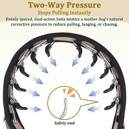 Mayerzon Prong Collar for Large Medium Dogs, Patented Reflective Pinch Collar with Metal Buckle, No Pull Adjustable Hidden Covered Dog Walking Training for Pitbull German Shepherd Doberman (Brown, XL)