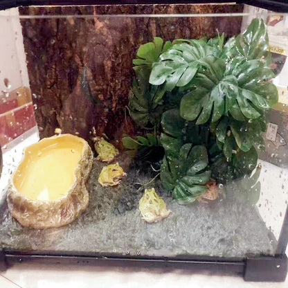 Reptile Plants for Terrarium Decor, Amphibian Habitat Decor, Snake Tank Accessories, Artificial Hanging Plants with Suction Cup-2 Packs (Fake Monstera)