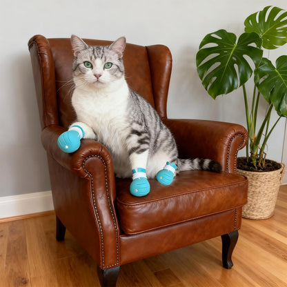 Cat Muzzle for Grooming Adjustable Hood with Paw Covers, Breathable Cats Helmet Anti Bite Muzzles Anti Scratch Boots Silicone Kitten Bubble Muzzle and Paw Protector for Pet Bathing Cat Claw Care